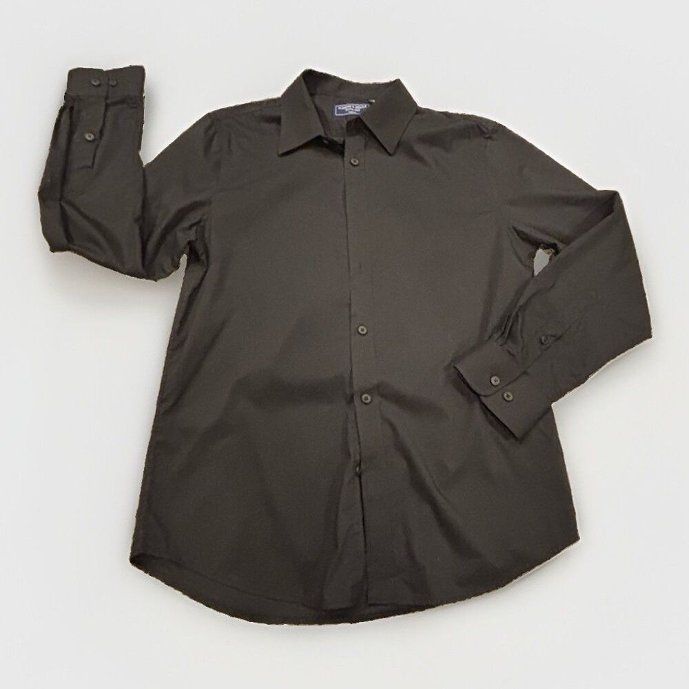 Alimens & Gentle Men's Black Long Sleeve Button Down Dress Shirt Size Small